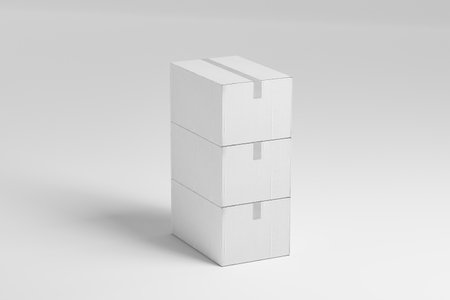 Mock up Carton box on white background 3d renderの写真素材