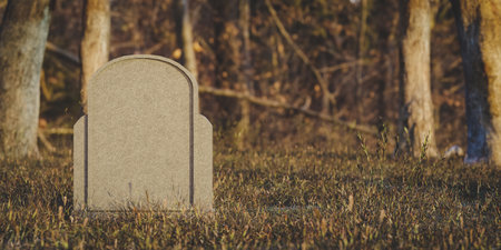 Grave in cemetery located in park in sunlight. 3d renderの写真素材