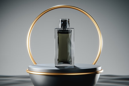 New product on black elegant pedestal. 3d renderの写真素材