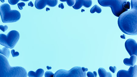 Blue hearts floating on background. 3d renderの写真素材