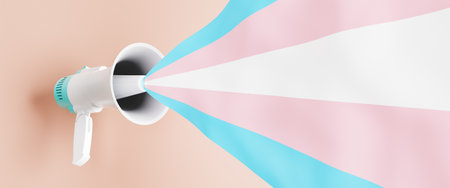 3D rendering of loudspeaker with transgender flagの写真素材