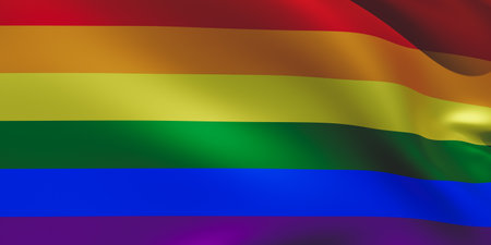 Lgbt rainbow flag waving. 3d render imageの写真素材