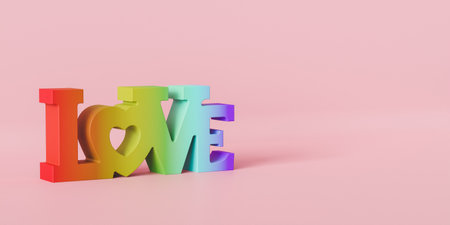 3D render illustration of rainbow love wordの写真素材
