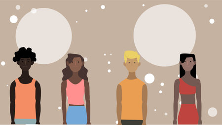 2D vector illustration of black people with different skin toneのイラスト素材