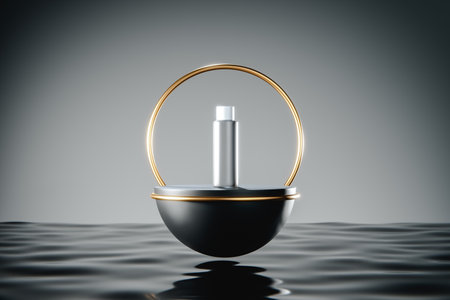 New product on black elegant pedestal. 3d renderの写真素材