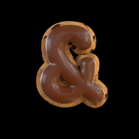 3d rendering of the sign recreating a cookie with chocolate on topの写真素材