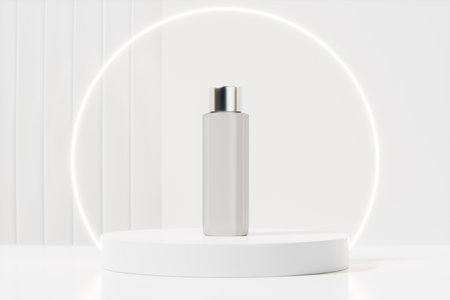 White plastic bottle of cosmetic productの写真素材