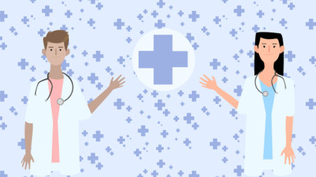 Simple vector image of medicals and cross symbol. 2d vectorのイラスト素材