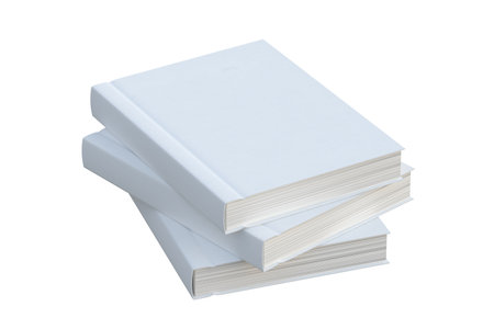 Several blank white hardcover books on isolated background. Perfect for mockupの写真素材