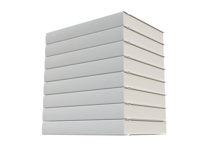 Several blank white hardcover books on isolated background. Perfect for mockupの写真素材