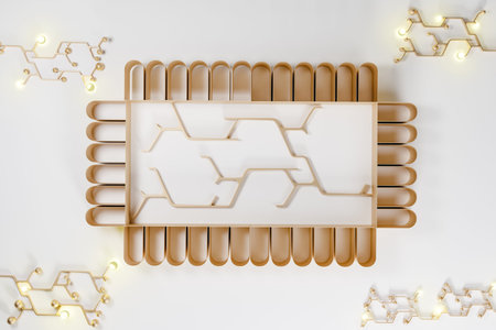 3D render illustration of geometric lines inside frame
