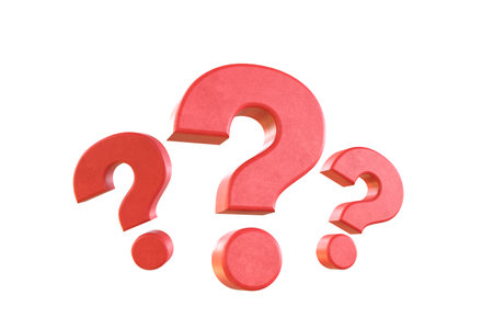 3D question red marks against isolated backgroundの写真素材