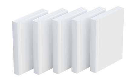 Several blank white hardcover books on isolated background. Perfect for mockupの写真素材