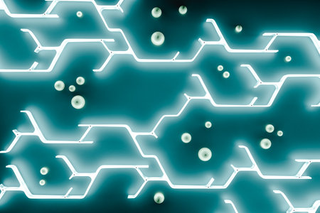 3D render illustration of abstract pattern illuminated by neon lightの写真素材