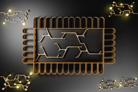 3D render illustration of geometric lines inside frameの写真素材
