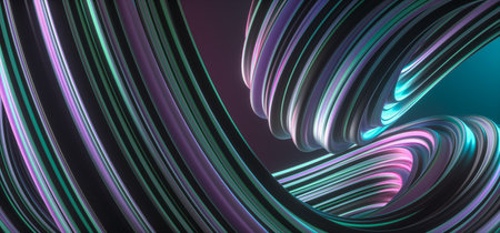 3D render of Modern Blue Abstract Wave Pattern backgroundの写真素材