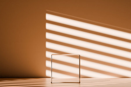 3D rendering of transparent podium for product presentation in room