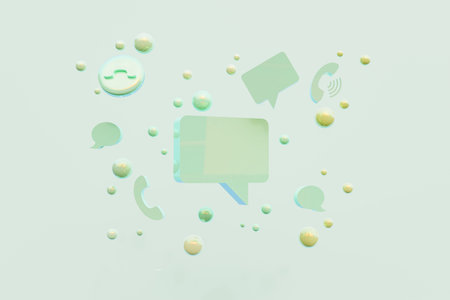 Set of conversation icons against purple background. 3d render