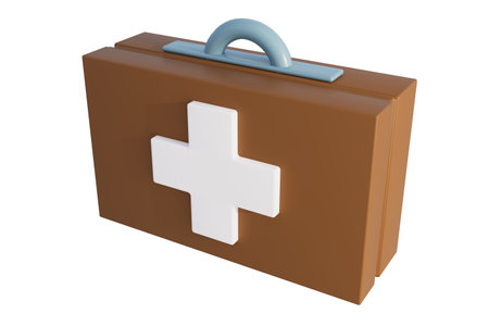 3D rendering of first aid box on white backgroundの写真素材