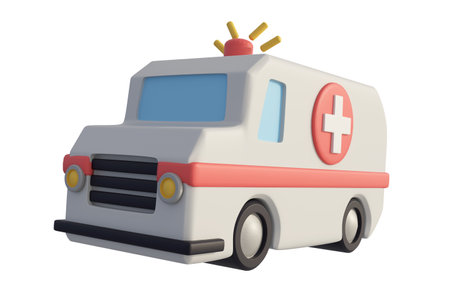 3D rendering of ambulance on white backgroundの写真素材