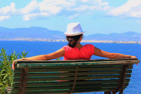 Fashion girl on the sea  の写真素材