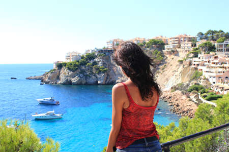 Fashion girl on the sea  の写真素材