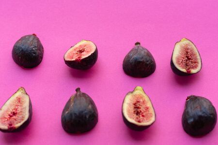 pieces of fig on a table, ideal to recommend for some diets or mealsの写真素材