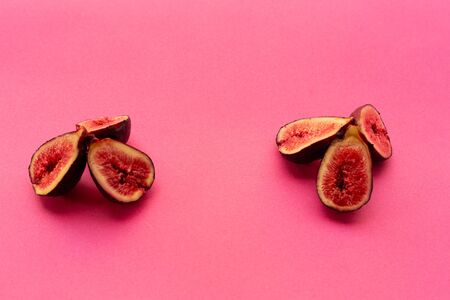 pieces of fig on a table, ideal to recommend for some diets or mealsの写真素材