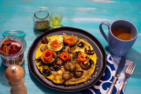 Mexican tortilla with mushroomsの写真素材