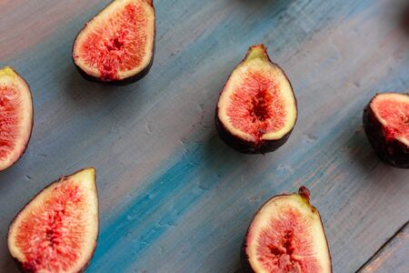 pieces of fig on a table, ideal to recommend for some diets or mealsの写真素材