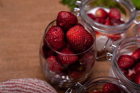 Delicious strawberry muesli with yogurt for breakfast
