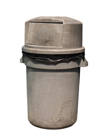 Isolated dirty garbage can on the white backgroundの写真素材