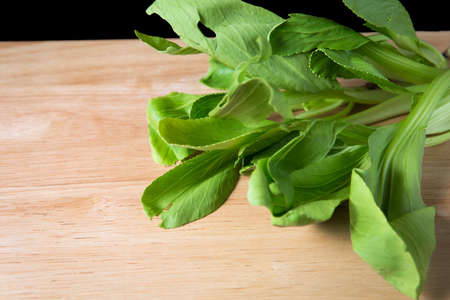 choy vegetable on a wooden backgroundの写真素材