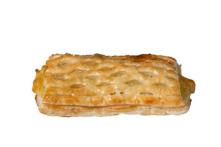 isolated sweet corn pie on a white backgroundの写真素材