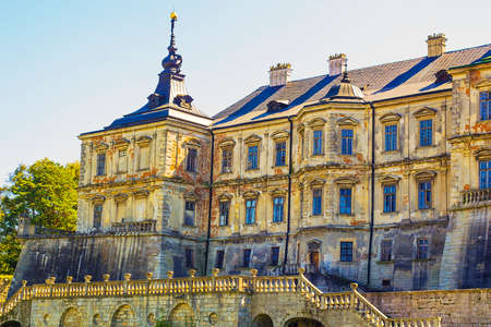 Old medieval Pidhirtsi Castle 17th century in Ukraine against blue skyのeditorial素材