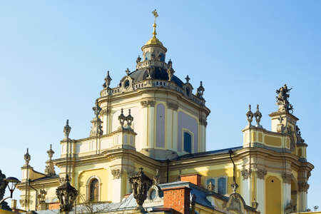 St. George's Cathedral against blue sky, Lvov, Ukraineのeditorial素材
