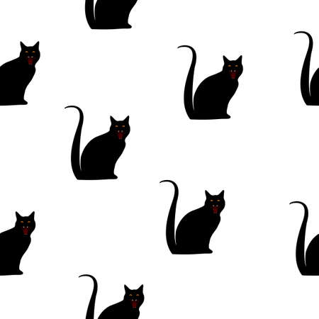 Seamless animals pattern black cats silhouetteのイラスト素材