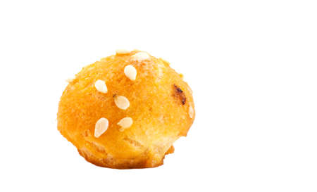 Chip cookies with sesame seeds isolated on white backgroundの写真素材