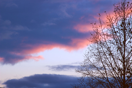 Sky in a thunderstorm at sunsetの写真素材