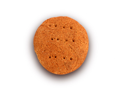 One cookie on white backgroundの写真素材