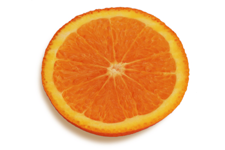 Orange slice on white backgroundの写真素材