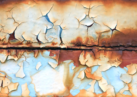 texture cracked paint, many layers of paint on metal, rust, drips, close-up
