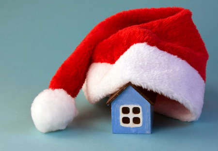 house in a santa hatの写真素材