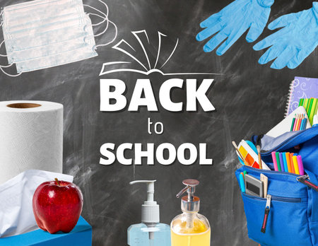 Back to school supplies including COVID-19 safety precaution items