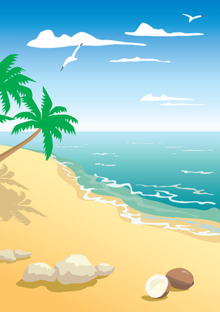 The landscape of beach with coconutのイラスト素材