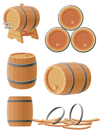 collection of wooden barrelsのイラスト素材