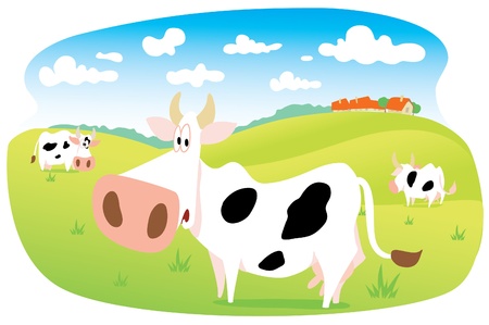 Cows in the Meadowのイラスト素材