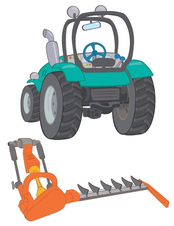 Farm tractor with mowerのイラスト素材