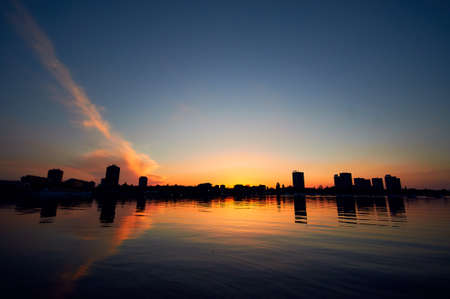 Sunset over the cityの写真素材