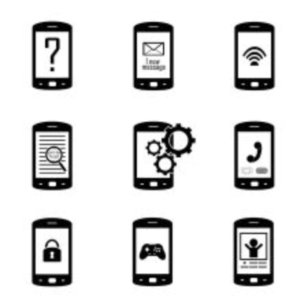 Support phone, repair phone, icons communication, calls, messages , data protectionのイラスト素材